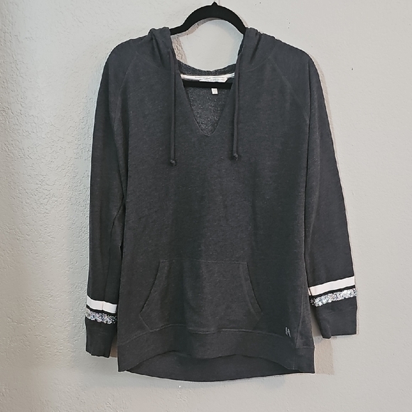 PINK Victoria's Secret LOVE Hooded Sweater W/Sequins, Gray, Womens Large - Picture 2 of 9